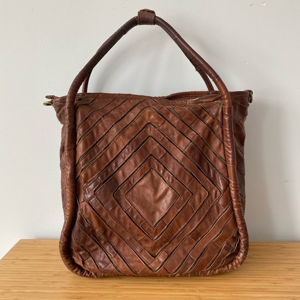 Lost & Found Brown Leather / Benicio Diamond Tote
